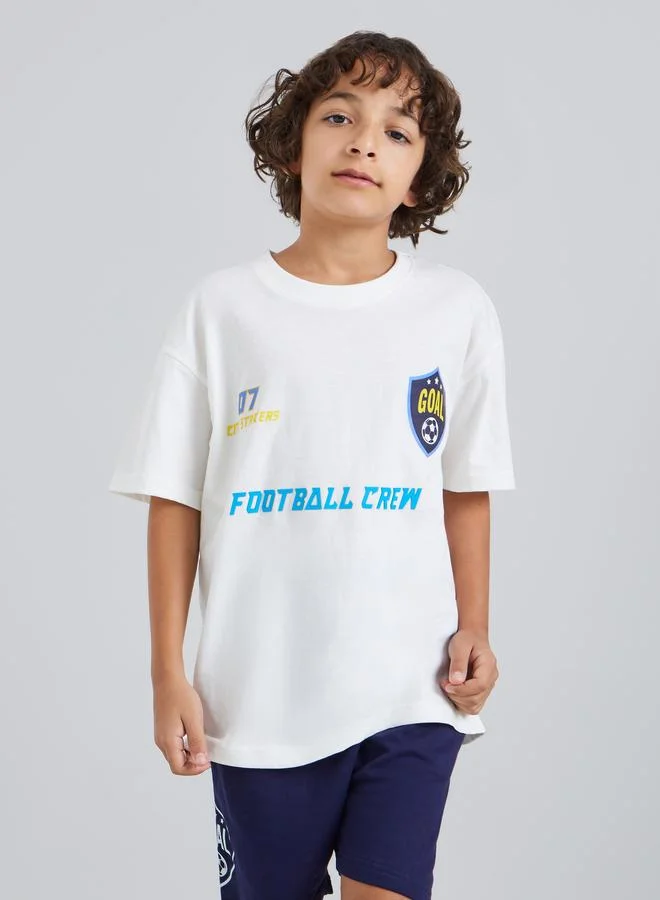 ستايلي طقم تيشيرت بطبعة كرة قدم وشورت